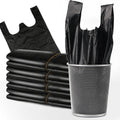 Disposable Trash Bags with Handles - Thickened Black Garbage Bags for Kitchen Toilet Office 100 Pack