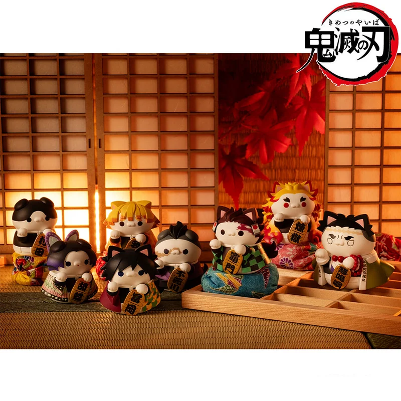 8pcs Demon Slayer Sitting Ghost Doll Set - Tanjiro Nezuko Inosuke Zenitsu PVC Figures for Collecting & Gifts