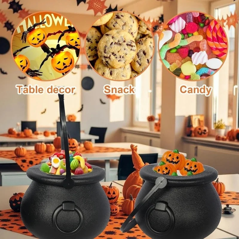 Mini Black Cauldron Set for Halloween & St. Patrick’s Day - 12 Pack Candy & Treat Holders