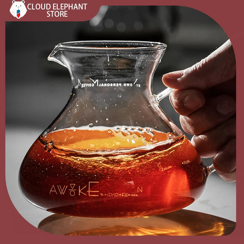 Handmade Glass Coffee Tornado Pitcher 450ML Heat-Resistant Pouring Sharing Pot