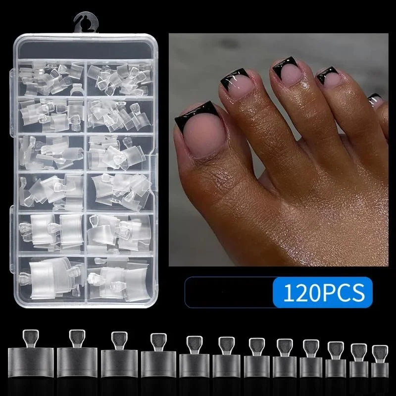 Frosted Half Cover Toe Nail Tips - 120 Pcs Manicure & Pedicure Set