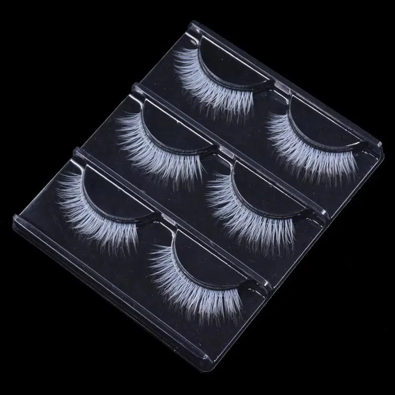 False Eyelashes 3 Pairs Vegan Silk Fluffy Lace for Halloween Cosplay Party