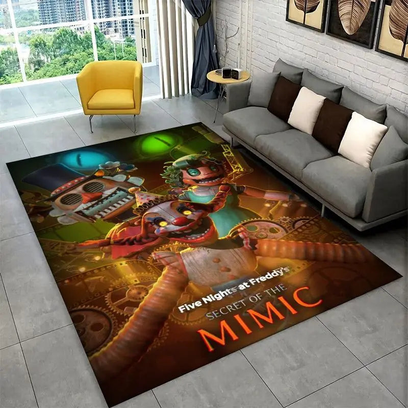 Horror Game FNAF Freddy Non-Slip Area Rug for Living Room Bedroom Playroom Home Decor