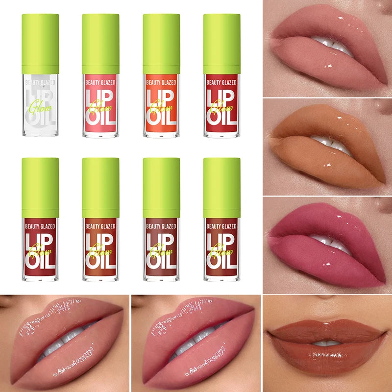 Colorful Moisturizing Lip Gloss Set - Pearlescent Nude Lip Stain with Natural Lip Oil for Valentine's Day