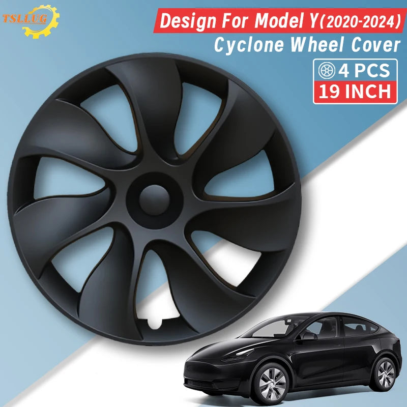 19 Inch Tesla Model Y Hubcap Cyclone Style Wheel Cover Replacement Set