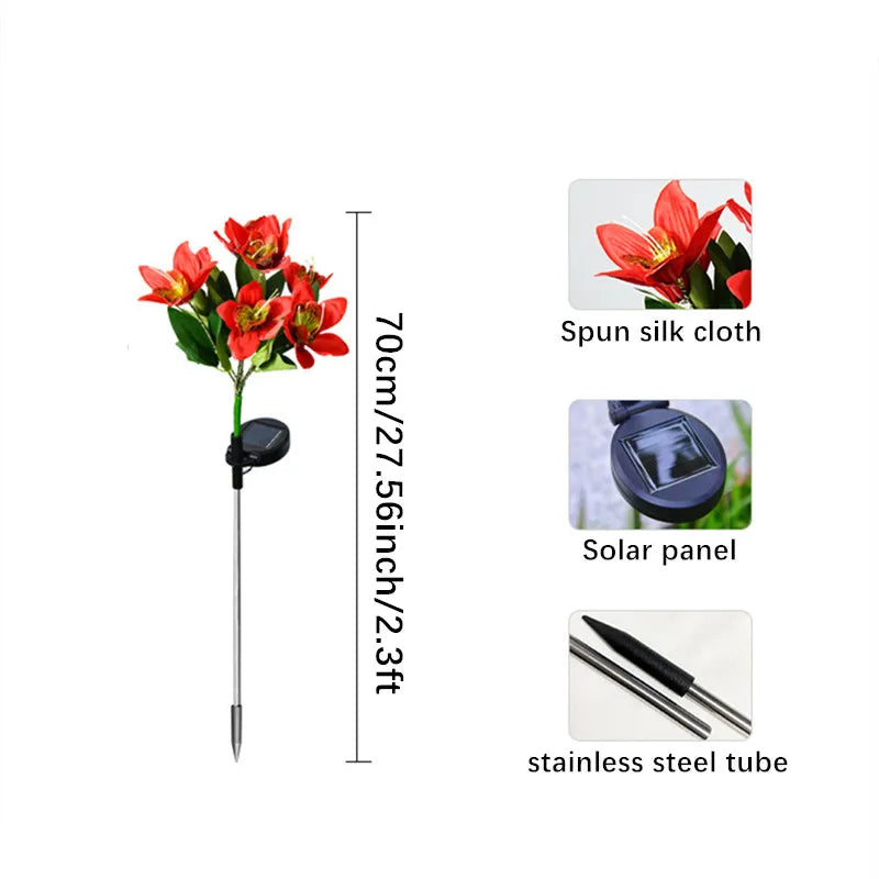 Solar LED Orchid Ground Light Outdoor Garden Lawn Lamp for Wedding Patio Decor