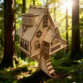 DIY Wooden Tree-Shaped House Model Kit 3D Puzzle Building Blocks Christmas & Halloween Gift