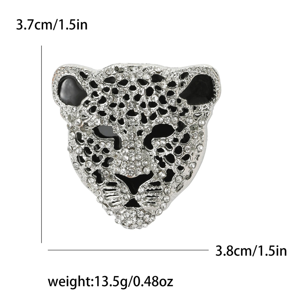 Luxury Rhinestone Leopard Brooch for Women Animal Pin Casual Party Accessory Gift