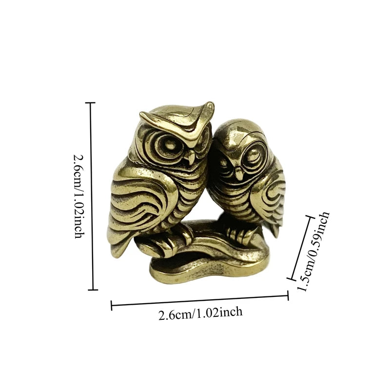 1/2 Piece Owl Brass Figurines Solid Home Office Desk Decor Set