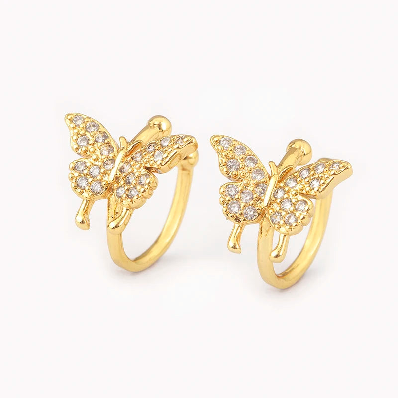 Multilayer Butterfly & Star Clip Earrings for Women - No Piercing Jewelry, Zircon Sparkle