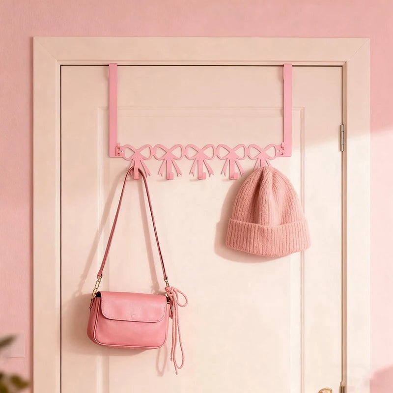 Pink Over The Door Hooks Hanger Wall Mount Towel Organizer 5 Hooks