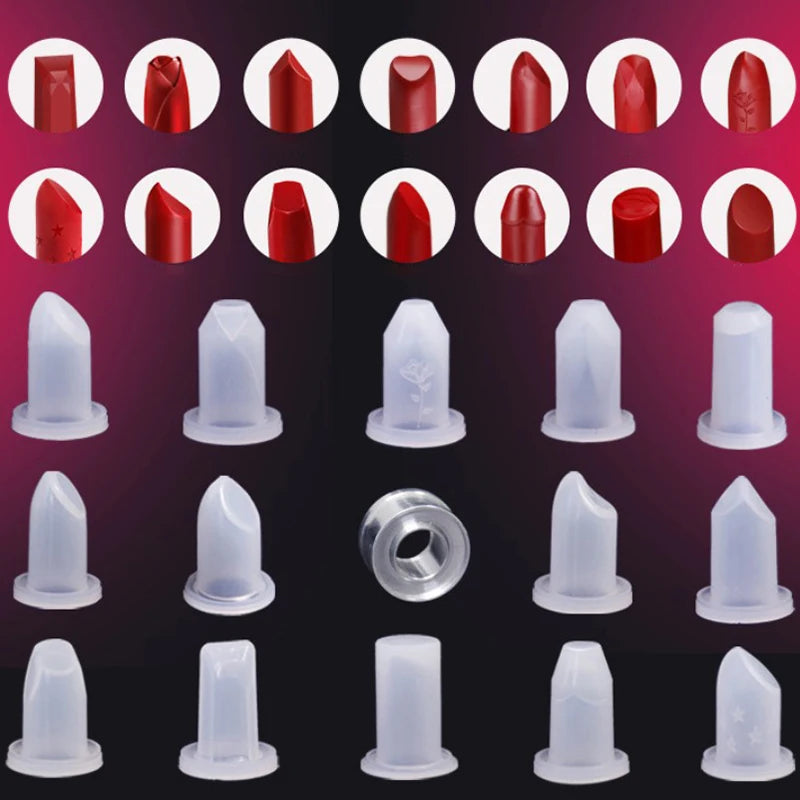 Silicone Lipstick Mold Kit with Ring Holder DIY Beauty Lipstick Making Tools