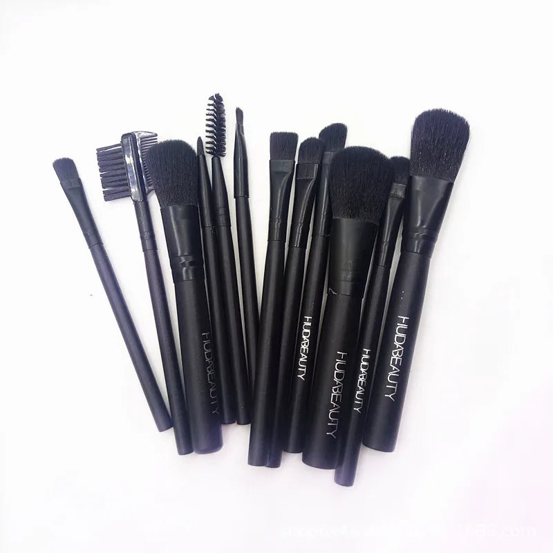 12pcs Makeup Brush Set with Metal Case Soft Fiber Face Brushes