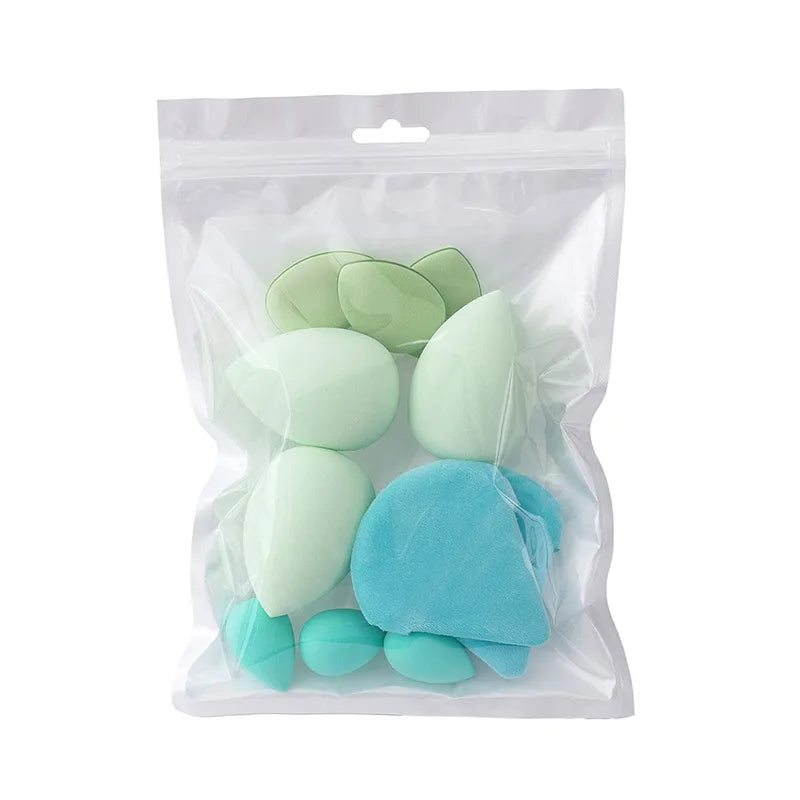 12Pcs All-Purpose Makeup Sponge Set with Dual-Use Beauty Egg & Powder Puffs
