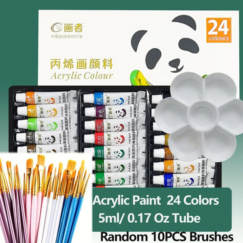 Art Painting Kit with Acrylic Paints and Brushes - Multiple Colors for Artists & Beginners