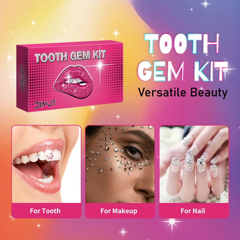 DIY Tooth Gem Kit with Crystals & UV Light for Temporary Teeth Jewelry & Face Body Decor