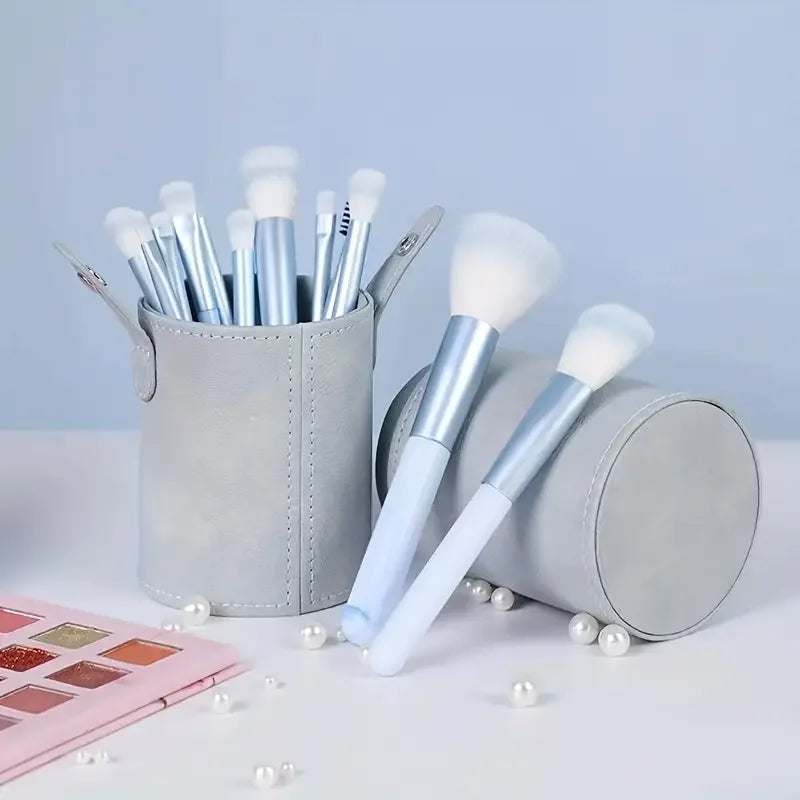 12-Piece Makeup Brush Set with Colorful Handles - Foundation, Blush, Eye Shadow & Blending Tools