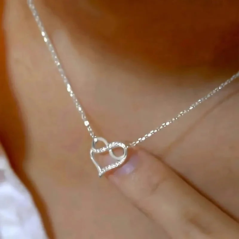 Infinity Heart Pendant Necklace for Women Romantic Wedding Jewelry Delicate Accessories