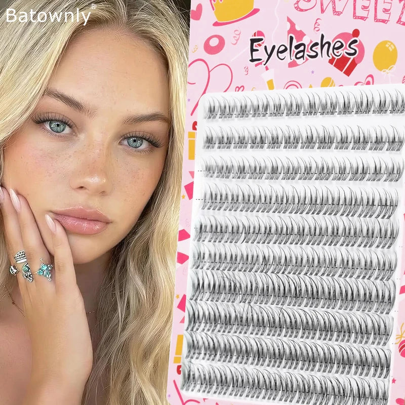 Natural Eyelash Clusters Fishtail Fairy Style False Eyelashes C Curl 10-12mm Mixed Sizes DIY Extension
