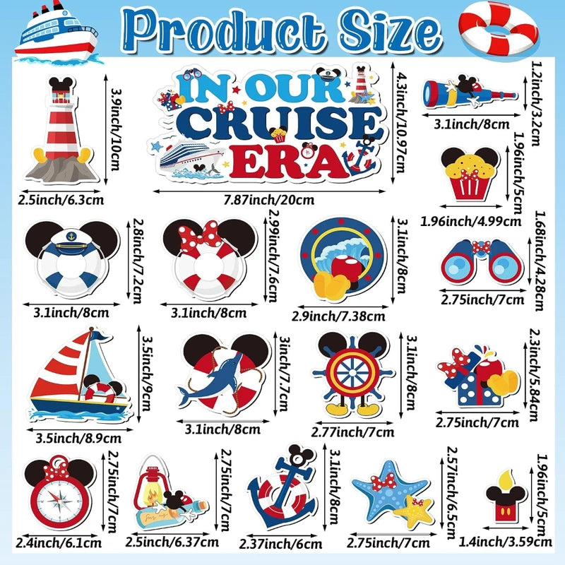 Nautical Cruise Ship Door Magnets 17-Piece Summer Party Decorations