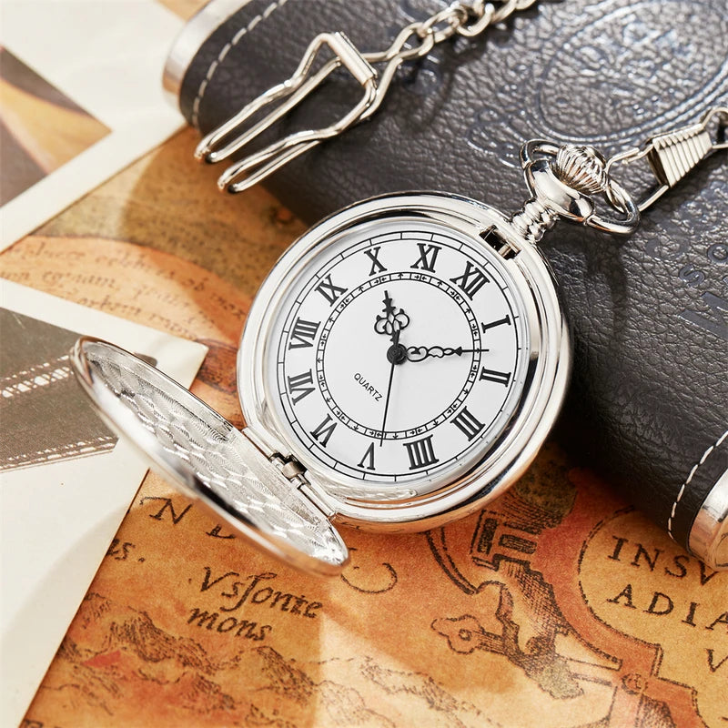 Retro Roman Numerals Pocket Watch Necklace Case - Steampunk Style, Multi Color