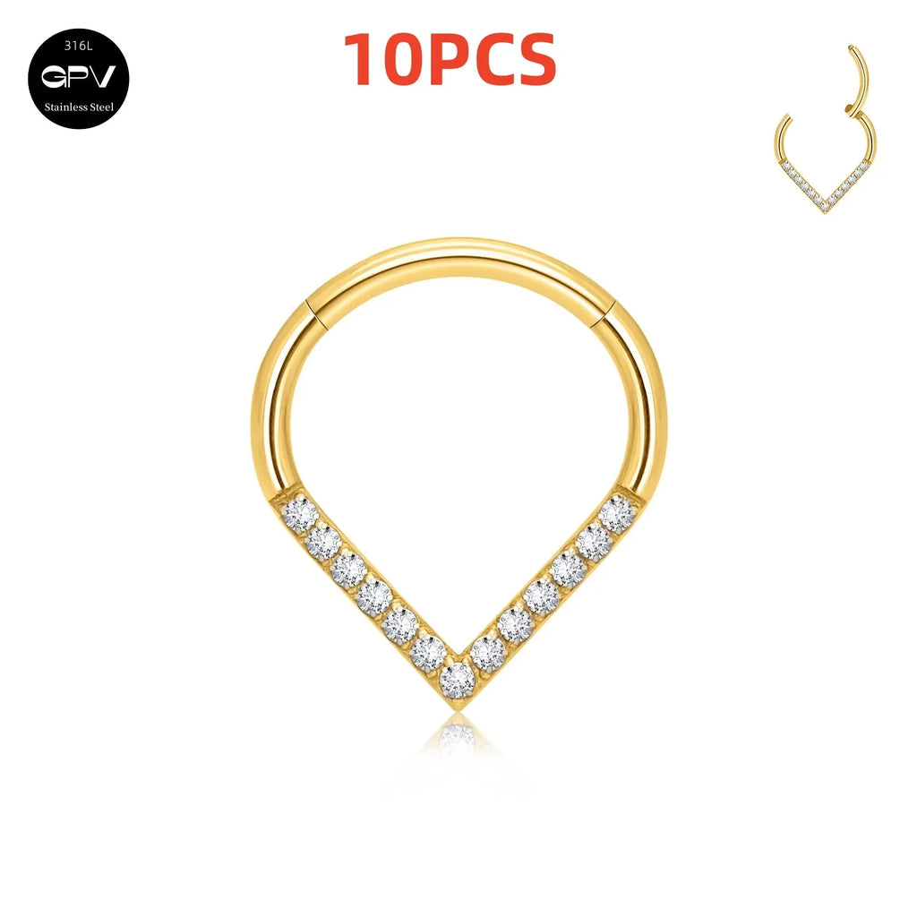 Heart-Shaped Drop Nose Ring - 16G Stainless Steel Men & Women Jewelry