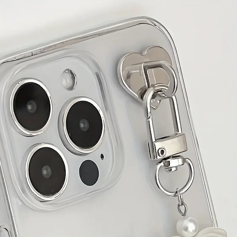 2Pcs Heart-Shaped Metal Phone Charm Holders Self-Adhesive Back Stand Hooks