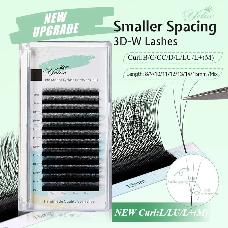 3D Lash Extensions - Small Spacing W Shape False Eyelash Fans for Natural Volume
