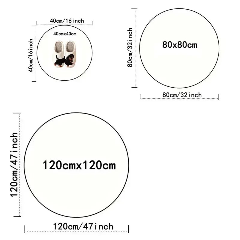 Round Vintage Area Rug for Living Room Bedroom Circular Mat Non Slip Washable