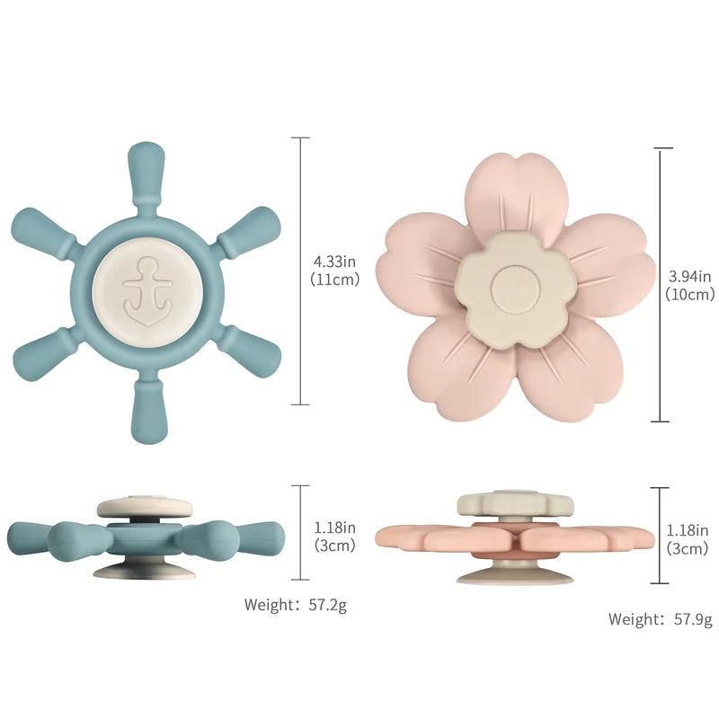 Suction Cup Spinner Silicone Toy Windmill Sensory Bath Toy for Baby & Toddler