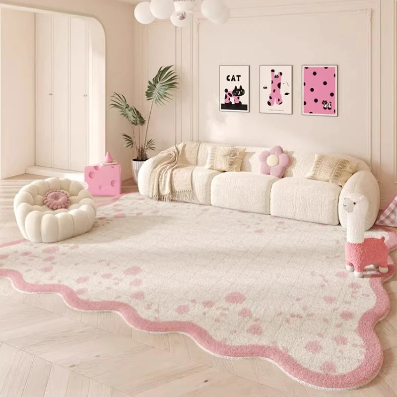 Soft Irregular Shape Carpet for Living Room and Bedroom - Thick Fluffy Rug