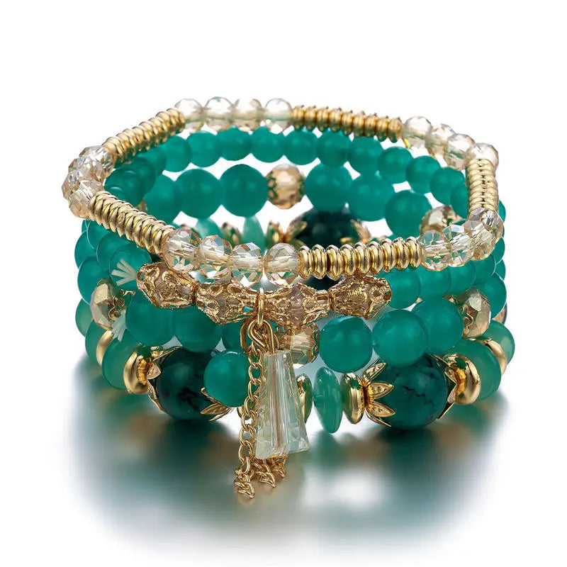 Colorful Tassel Charm Beads Bracelet Set for Women Bohemian Jewelry