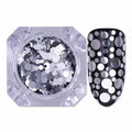 Mixed Size Holographic Nail Glitter Paillette Sequins - Silver & Colorful Round Rhombus