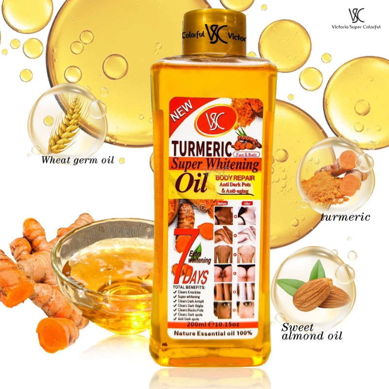 Multi-Functional Body Oil with Turmeric Vitamin C & Papaya - Moisturizing Massage Oil