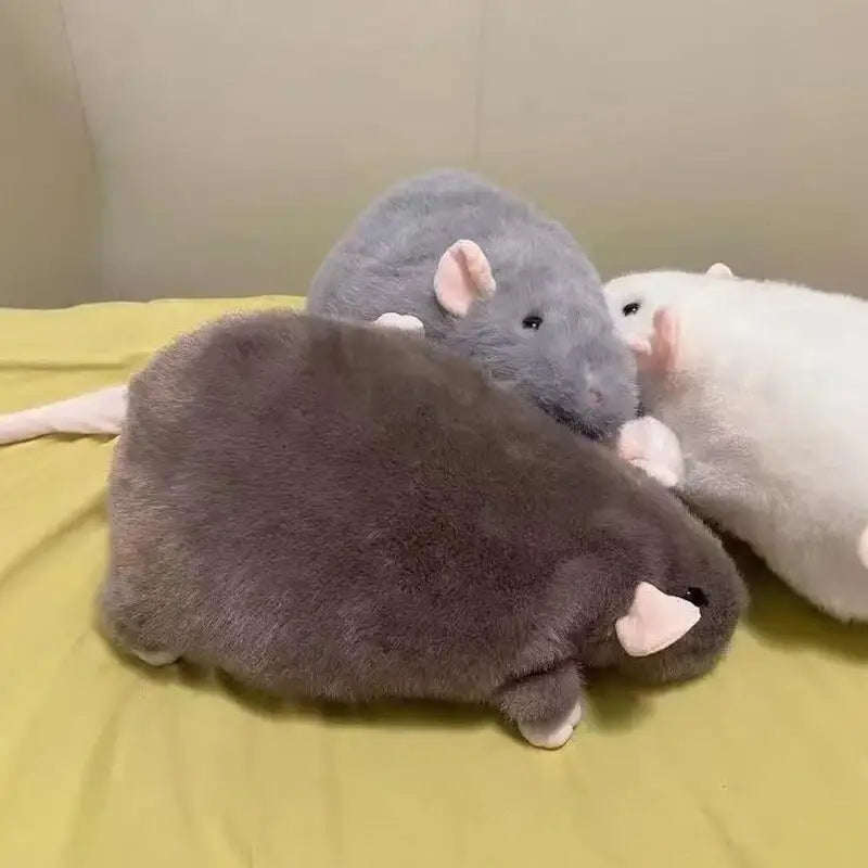 Cute Plush Rat Doll with Flower Branch - Oversized Animal Toy for Kids & Adults
