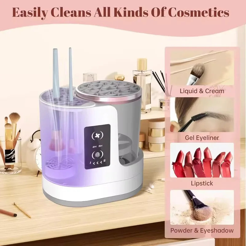 Electric Makeup Brush Cleaner Machine with Dryer & Holder - Portable USB