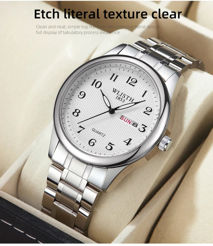 Quartz Digital Watch for Elderly with Double Calendar and Luminous Display