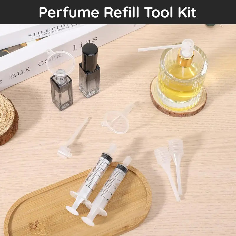 Perfume Refill Tool Kit 8pcs Transfer Pump Funnels Dropper Travel Size