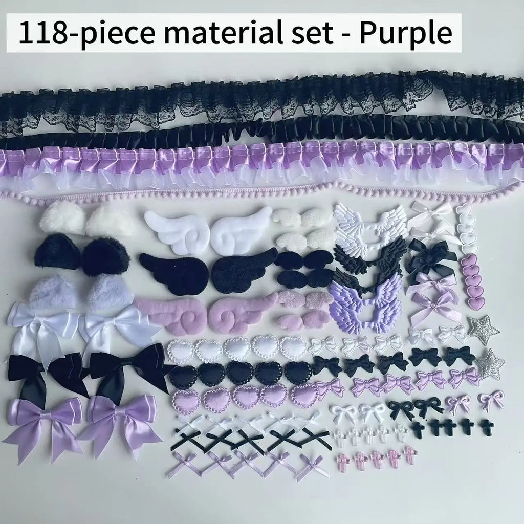 DIY Accessories Set with Pink Lace Material for Crafts and Handmade Projects