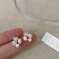 Elegant Pearl CZ Dangle Earrings for Women Bridal Jewelry Gold Plated