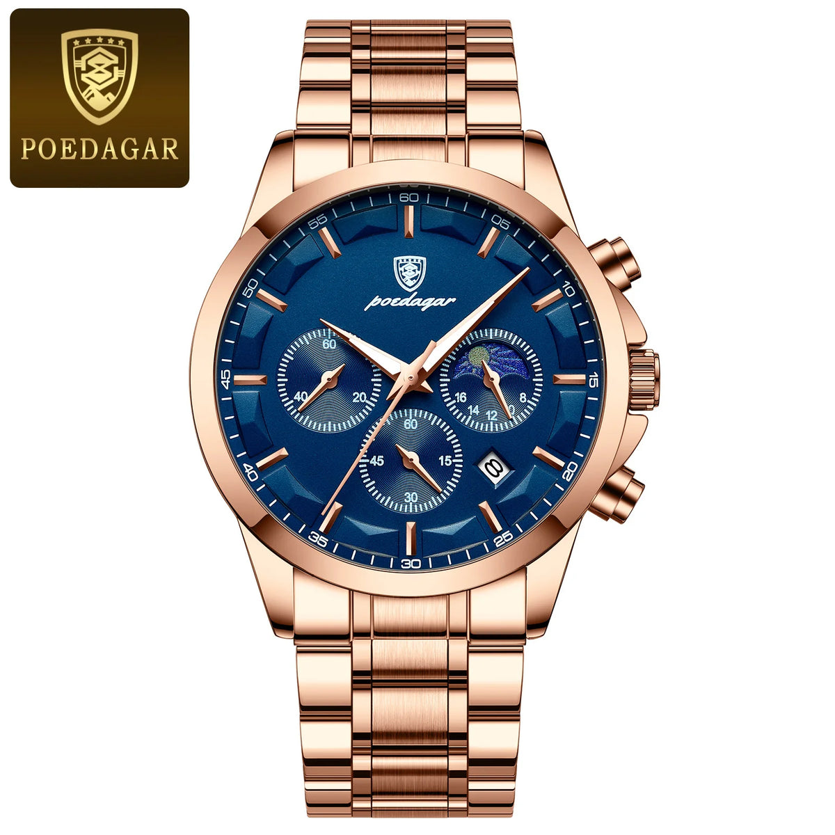 Waterproof Luminous Stainless Steel Men's Chronograph Watch - Business Casual Quartz Wristwatch