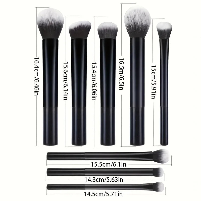 8-Piece Makeup Brush Set with Synthetic Bristles for Foundation, Blush & Eyeshadow