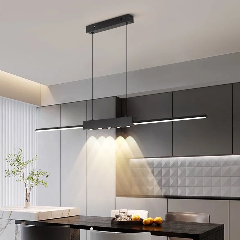 Modern Minimalist LED Pendant Light with Stripe Design for Living Room & Bedroom