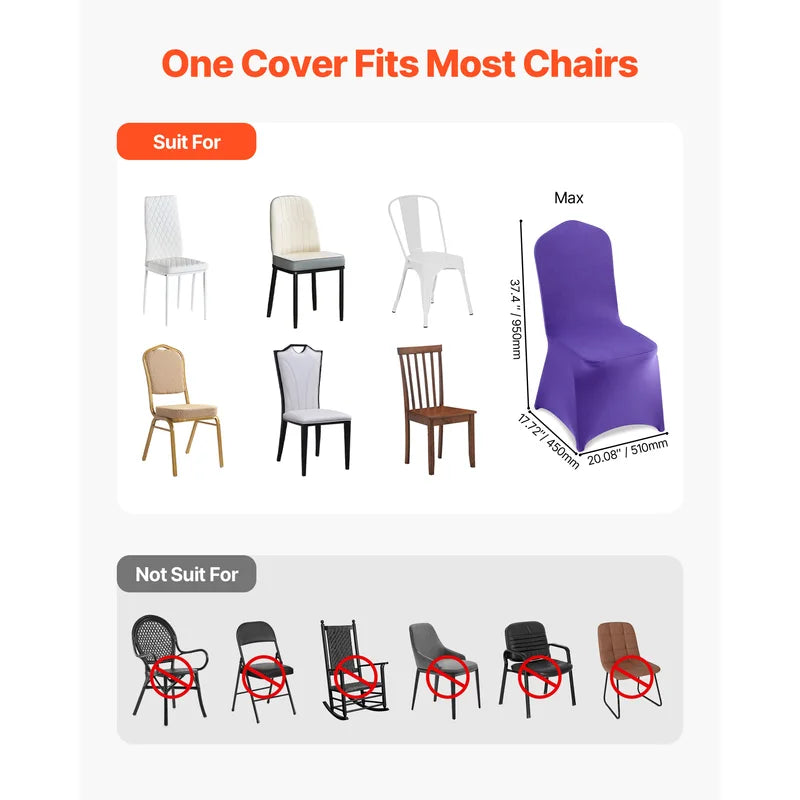 Stretch Spandex Chair Covers Set for Wedding Party Events - 50 Pcs