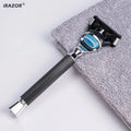 Manual Safety Razor for Men - 5-Blade Fusion Compatible Shaver Black Handle