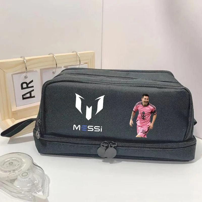 Football Star Pencil Case Large Capacity Multi-Layer Organizer for Students