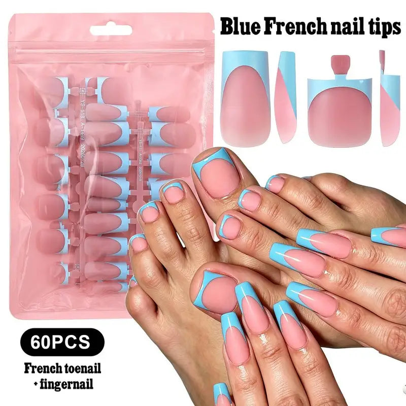 60Pcs Press-On Toe Nails Full Cover Artificial Fake Nail Tips for Women Menicure