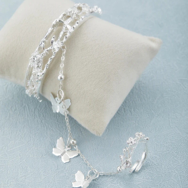 Retro Butterfly Jewelry Set - Multi-Functional Ring and Bracelet for Women, Cute Daily Gift