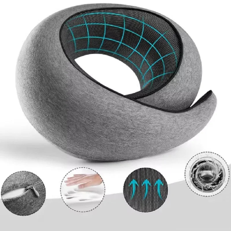 Memory Foam Travel Neck Pillow U-Shaped Support for Sleep & Comfort