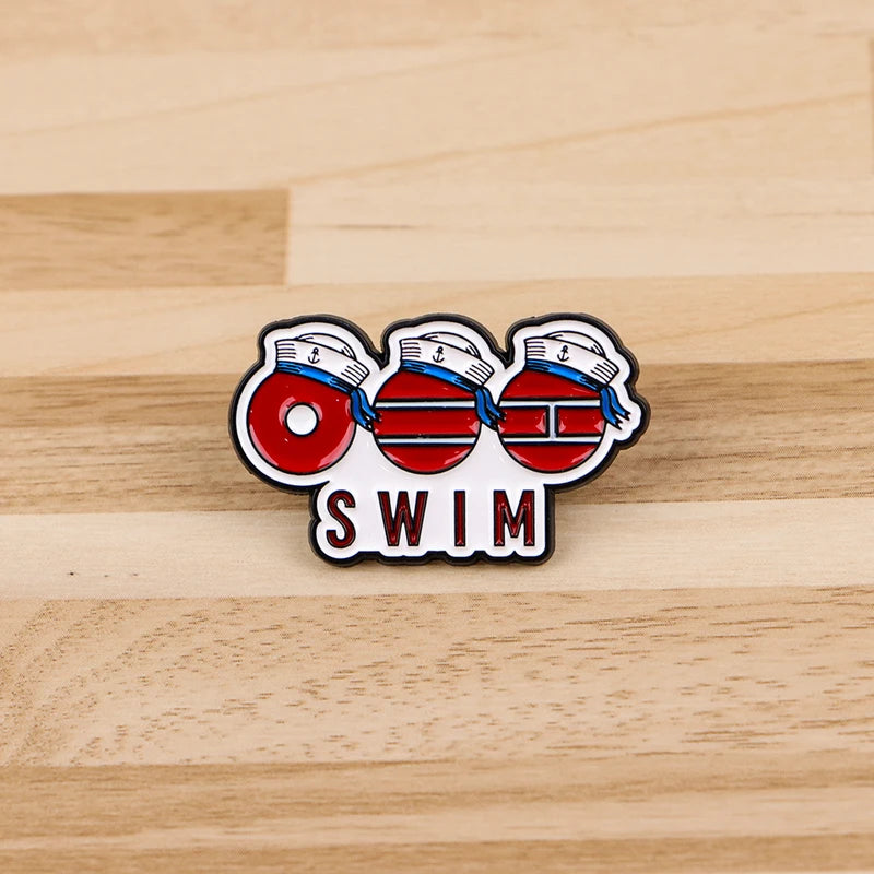 Swim Quote Enamel Pins Badge Brooches for Clothing & Accessories
